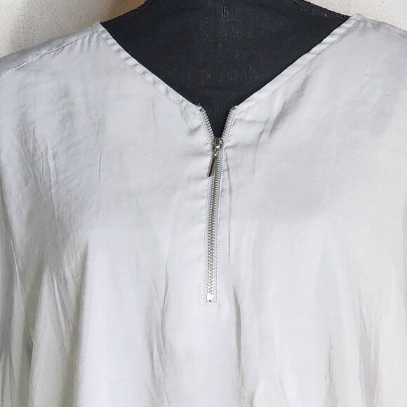 Chico's Gray Quarter Zip Modal Poly Tab Sleeve Pullover Blouse Chico Sz 3 US XL - Picture 3 of 16